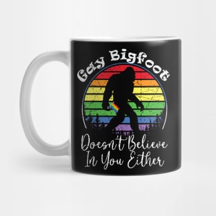 Vintage Gay Bigfoot Doesn't Believe In You Either Lgbt Pride Mug